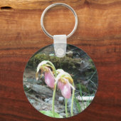 Roze juffrouw slipper orchidee sleutelhanger (Voorkant)