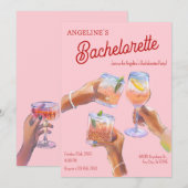 Roze juicht vrijgezellenfeest kaart (Voorkant / Achterkant)