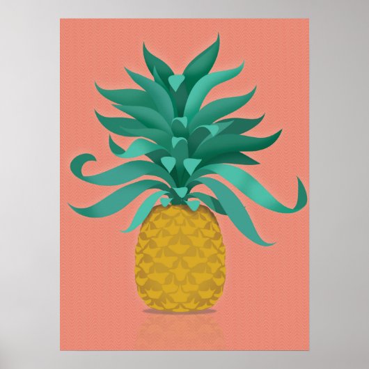 roze juicy-anananaslewand, kunstdruk poster (Voorkant)