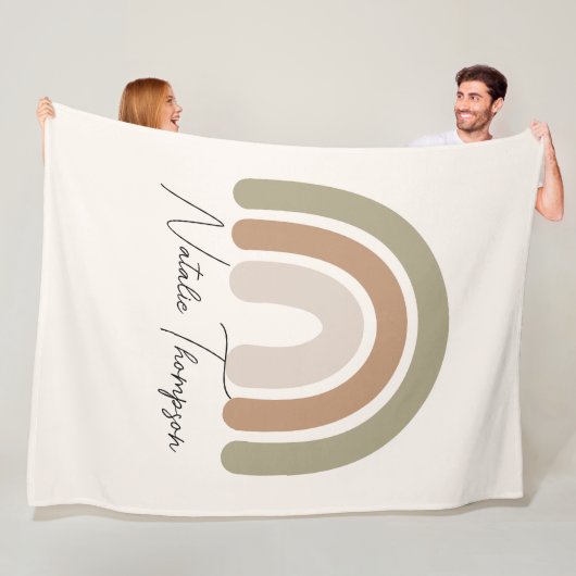 Roze jumbo-regenboog op een schattig monogram voor fleece deken (In situ)