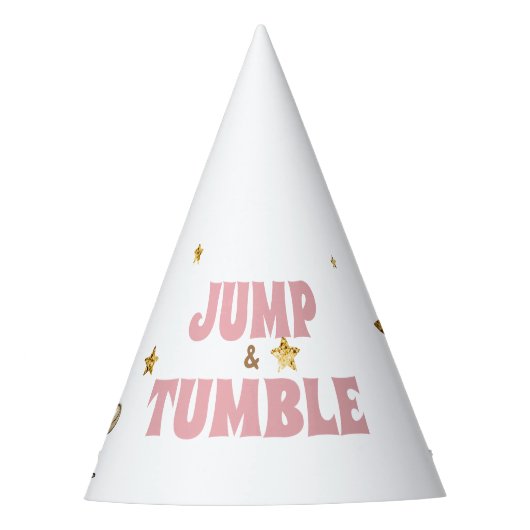 Roze Jump & Tumble Gymnastiek Verjaardagsfeest Feesthoedjes (Voorkant)