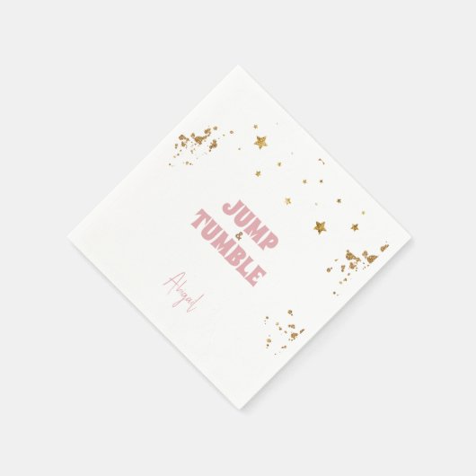 Roze Jump & Tumble Gymnastiek Verjaardagsfeest Servet (Hoek)