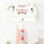Roze Jump & Tumble Gymnastiek Verjaardagsfeest Spandoek (Insitu)