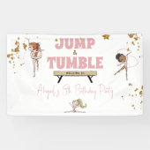 Roze Jump & Tumble Gymnastiek Verjaardagsfeest Spandoek (Horizontaal)