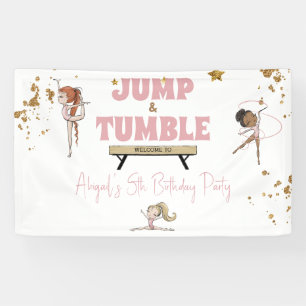 Roze Jump & Tumble Gymnastiek Verjaardagsfeest Spandoek