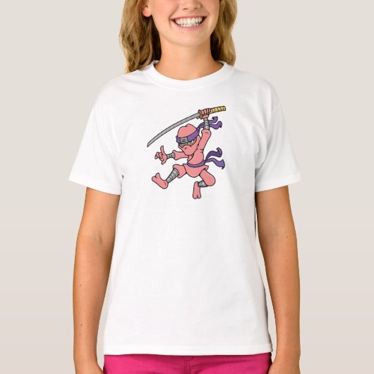  Roze Jumping Ninja T-shirt (Voorkant)
