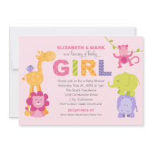 Roze Jungle Dieren Baby Meisje Couples Shower