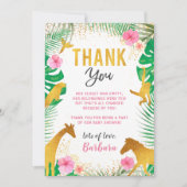Roze Jungle Dieren Baby Shower Bedankkaart (Voorkant)