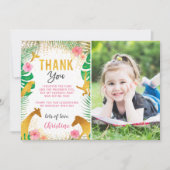 Roze Jungle Dieren Foto Verjaardag Dank Je Kaart (Voorkant)