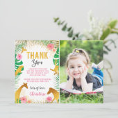 Roze Jungle Dieren Foto Verjaardag Dank Je Kaart (Staand voorkant)