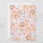 Roze Jungle Safari Baby Shower Uitnodiging (Achterkant)