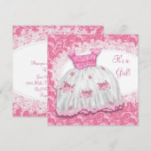  Roze Jurk Baby shower Kaart (Voorkant / Achterkant)