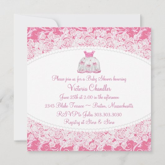  Roze Jurk Baby shower Kaart (Achterkant)