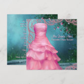 Roze Jurk Blauwgroen Blauw Rozen Quinceanera Kaart (Voorkant / Achterkant)