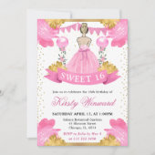 Roze Jurk Blonde Prinses Sweet 16 Kaart (Voorkant)