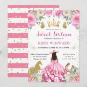 Roze Jurk Brunette Western Princess Sweet 16 Kaart (Voorkant / Achterkant)