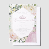 Roze Jurk Butterfly Boho Floral Lijst Quinceañera Vellum Uitnodigingen (Offset)