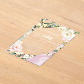 Roze Jurk Butterfly Floral Lijst Quinceañera Acryl Uitnodigingen (Laagn)