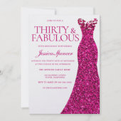 Roze jurk dertig en fantastische 30e verjaardag kaart (Voorkant)