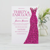 Roze jurk dertig en fantastische 30e verjaardag kaart (Staand voorkant)