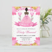 Roze Jurk Donkere Huid Prinses Sweet 16 Kaart