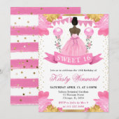 Roze Jurk Donkere Huid Prinses Sweet 16 Kaart