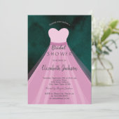 Roze jurk groene bruidsdouche  kaart (Staand voorkant)
