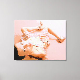 roze jurk met doek canvas afdruk