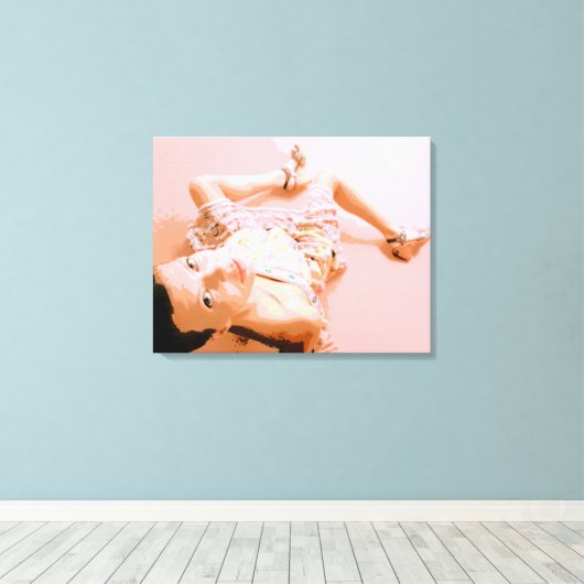 roze jurk met doek canvas afdruk (Insitu (Houten vloer))