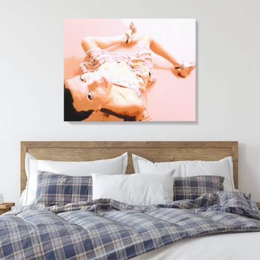 roze jurk met doek canvas afdruk (Insitu (Slaapkamer))