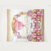 Roze Jurk Quinceañera Achtergrond Glitter Ballonne Wandkleed (Voorkant (horizontaal))