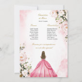 Roze jurk quinceañera kaart (Achterkant)