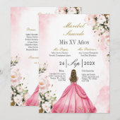 Roze jurk quinceañera kaart (Voorkant / Achterkant)