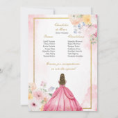 Roze jurk quinceañera kaart (Achterkant)