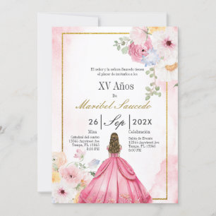 Roze jurk quinceañera kaart