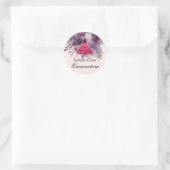 Roze jurk Quinceañera met Waterverf Paarse Ronde Sticker (Tas)