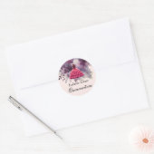 Roze jurk Quinceañera met Waterverf Paarse Ronde Sticker (Envelop)