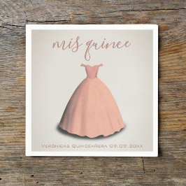 Roze jurk Quinceañera mis quince tafel decor Servet