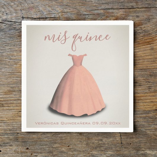 Roze jurk Quinceañera mis quince tafel decor Servet