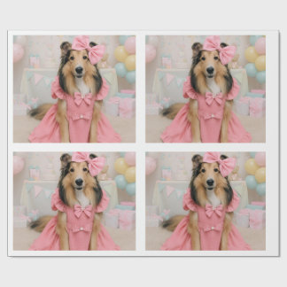Roze jurk sheltie cadeaupapier