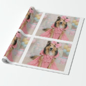 Roze jurk sheltie cadeaupapier (Uitgerold)