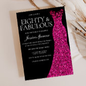 Roze Jurk Tachtig & Fabulous 80ste Verjaardag Zwar Kaart