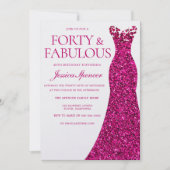 Roze jurk veertig en fantastische 40e verjaardag kaart (Voorkant)