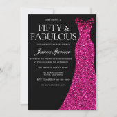 Roze jurk Vijftig & Fabulous 50ste verjaardag zwar Kaart (Voorkant)