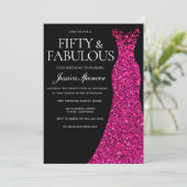 Roze jurk Vijftig & Fabulous 50ste verjaardag zwar Kaart (Staand voorkant)