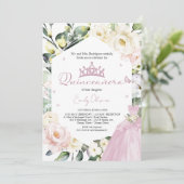 Roze Jurk Vlinder Bloem Quinceañera Tweetalig Kaart (Staand voorkant)