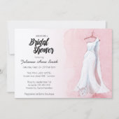 Roze jurk Waterverf bruidsdouche uitnodiging (Voorkant)