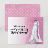 Roze jurk: "Wil je mijn bruidsmeisje zijn?" Kaart (Voorkant / Achterkant)