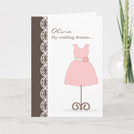 roze jurkje ben jij mijn Bloemenmeisje? Kaart (Voorkant)