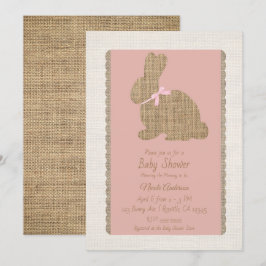 Roze & Jute Landelijke Konijn Pasen Baby Shower Kaart